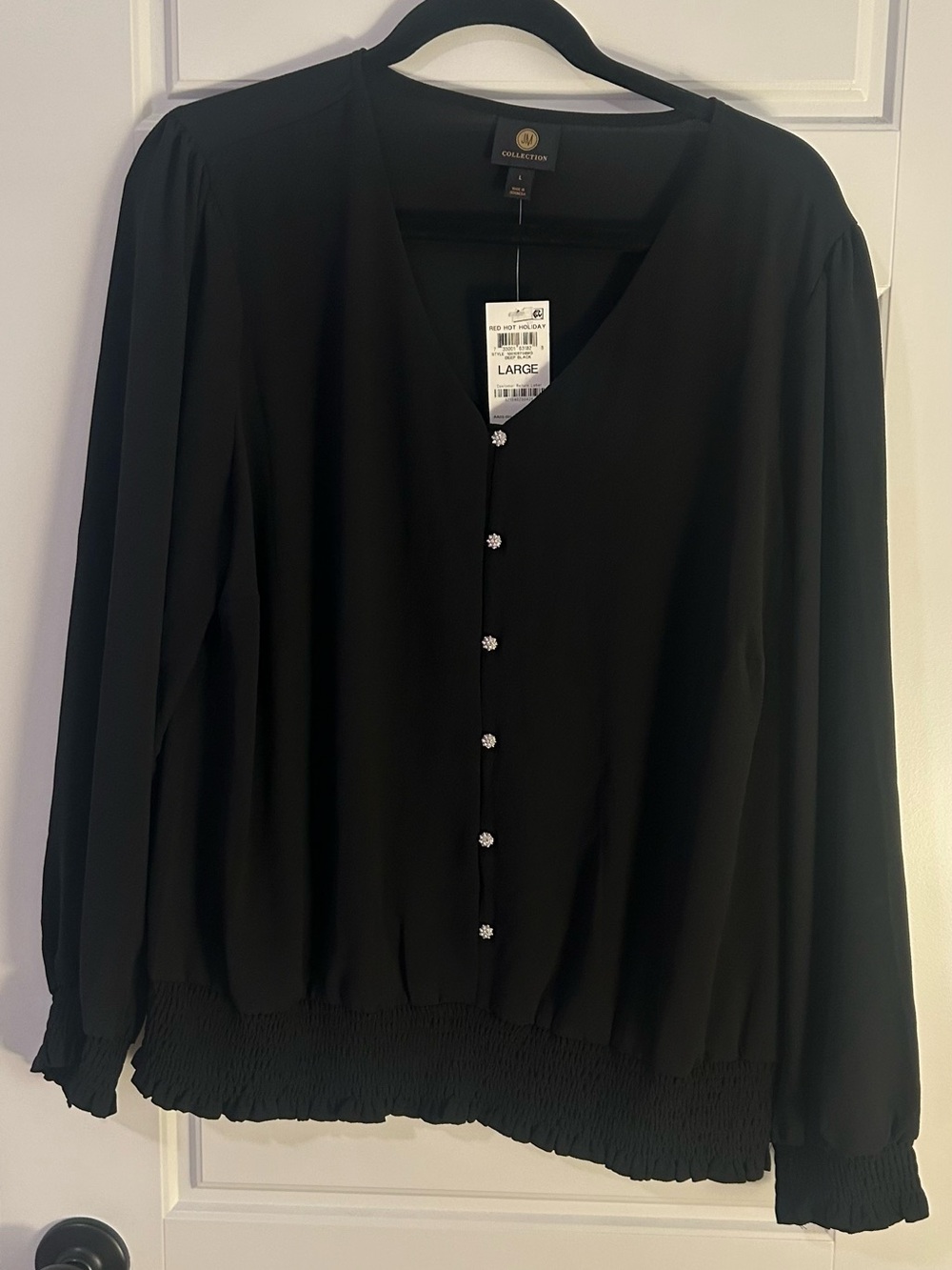 NWT JM Collection Black Blouse